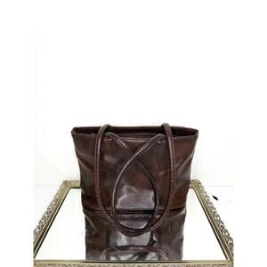 VINTAGE Brown Faux SnakeSkin Totebag by Bueno with top handles, EUC